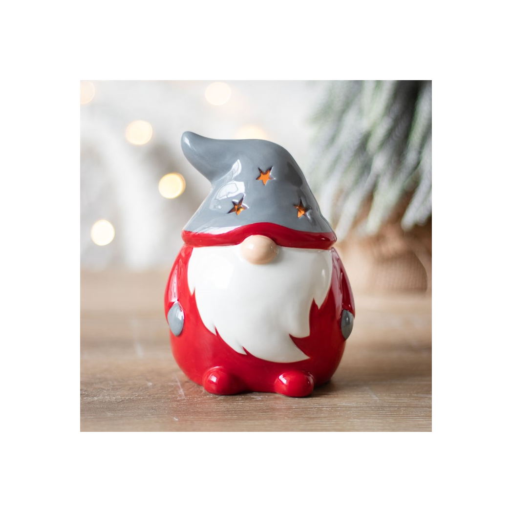 N/A Red and Grey Gonk Tealight Holder -