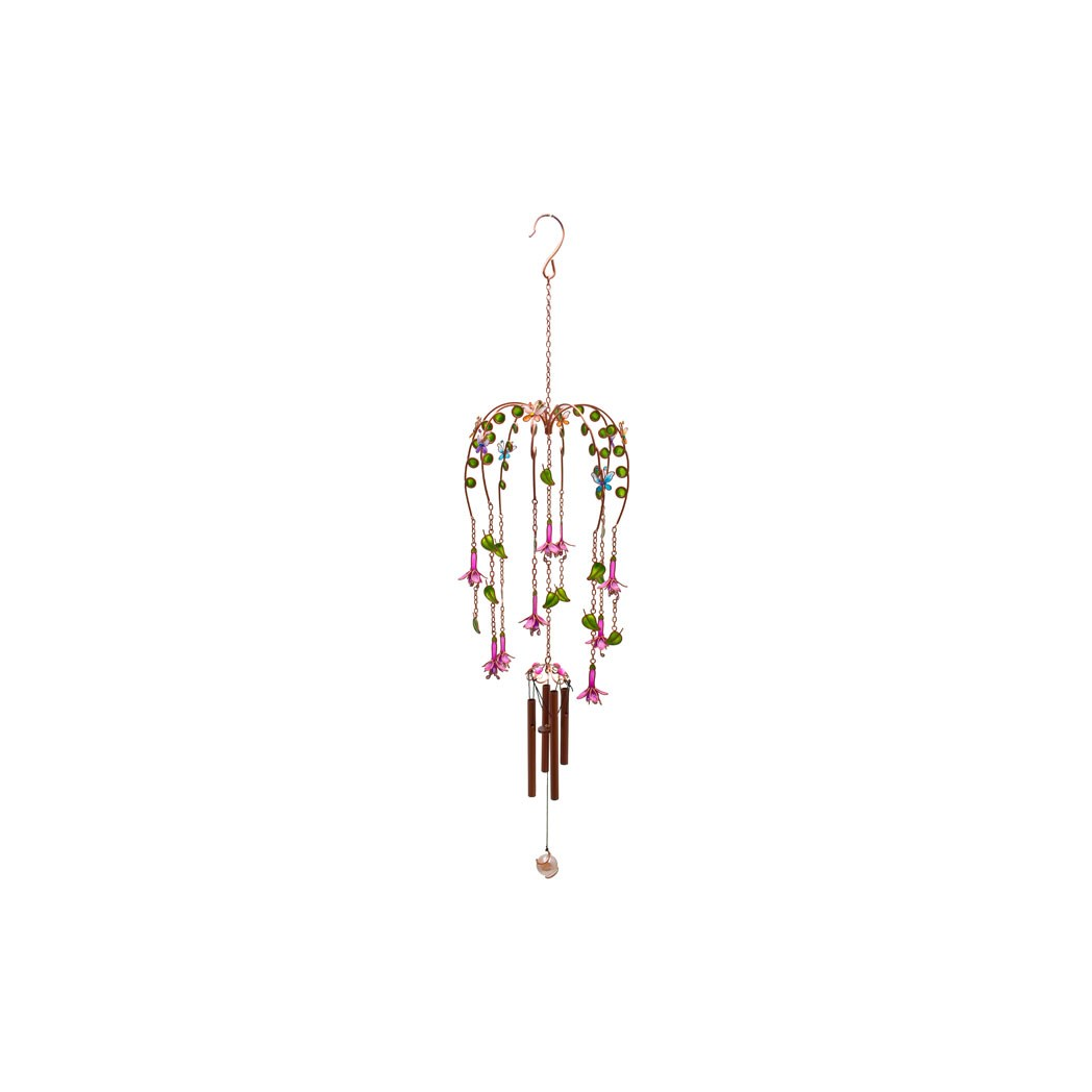 Fuchsia Wind Chime – Handcrafted Metal, Glass & Resin