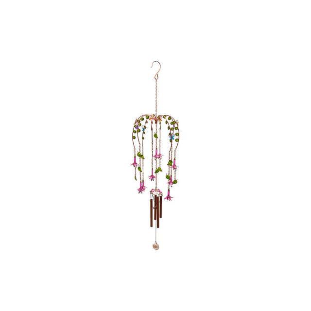 Fuchsia Wind Chime – Handcrafted Metal, Glass & Resin