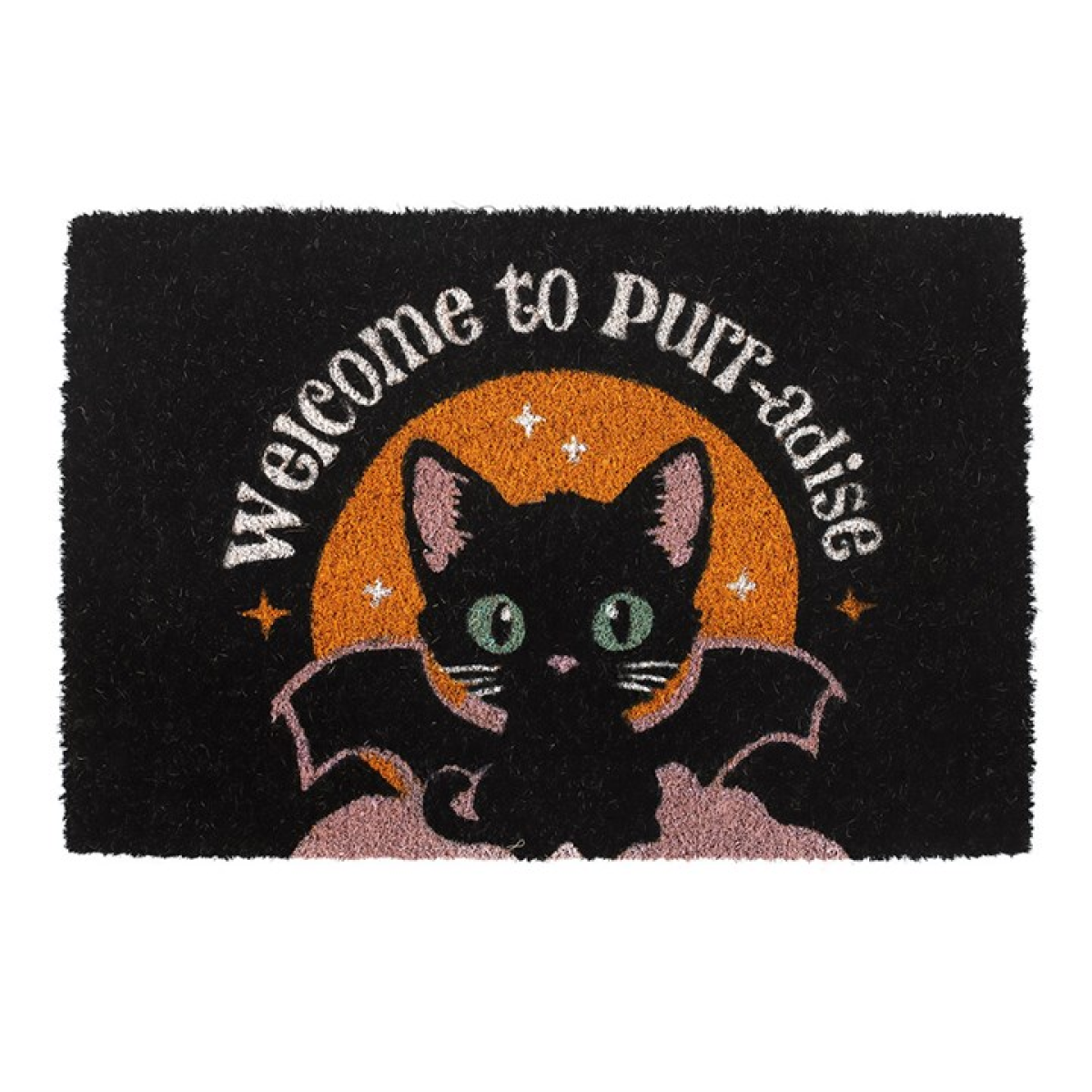 Charming Black Purr-adise Cat Doormat – Perfect for Cat Lovers