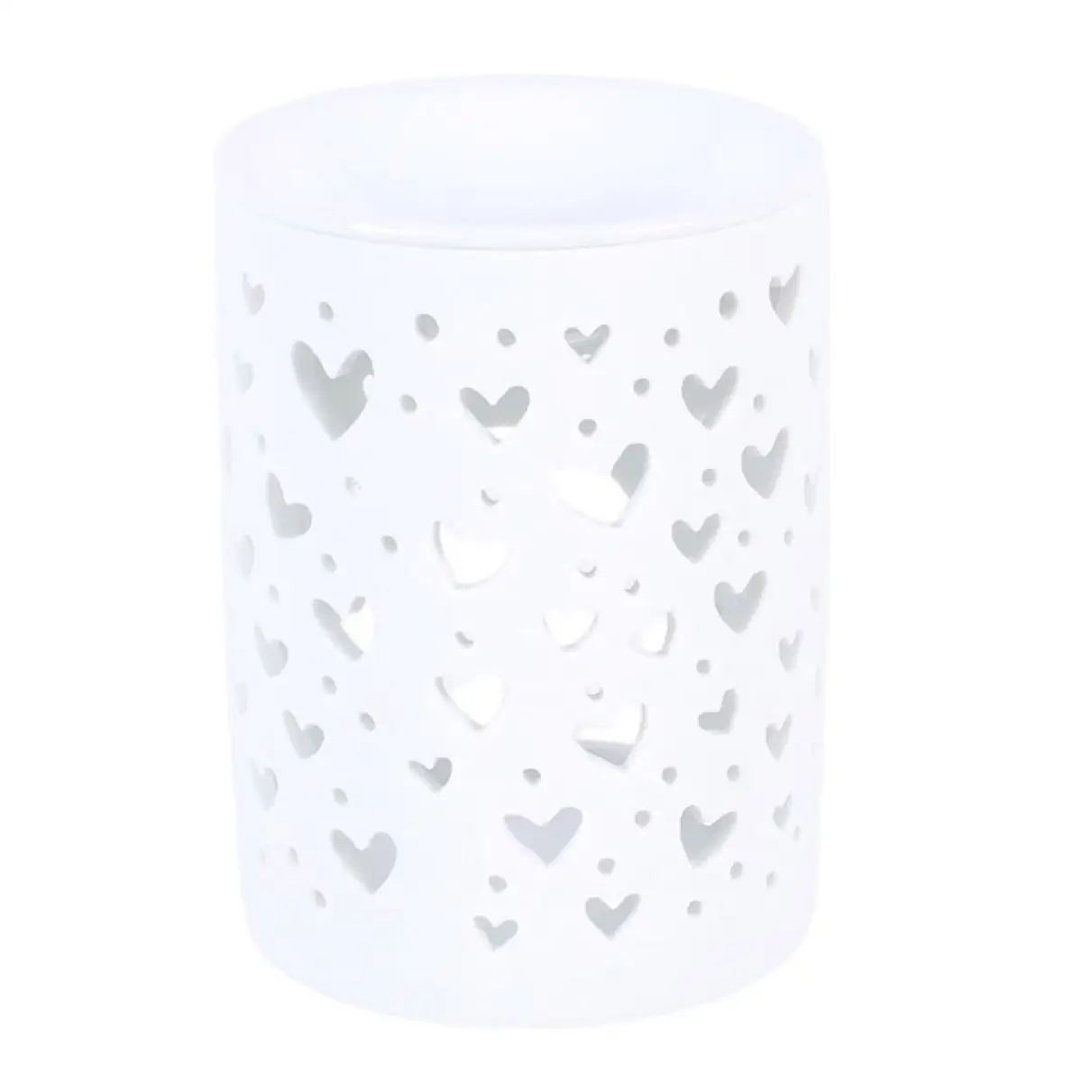 N/A White Heart Cut Out Oil Burner and Wax Warmer -