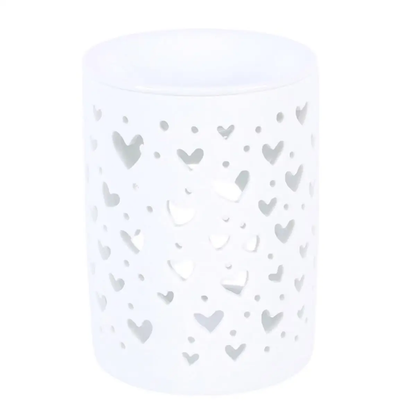 N/A White Heart Cut Out Oil Burner and Wax Warmer -