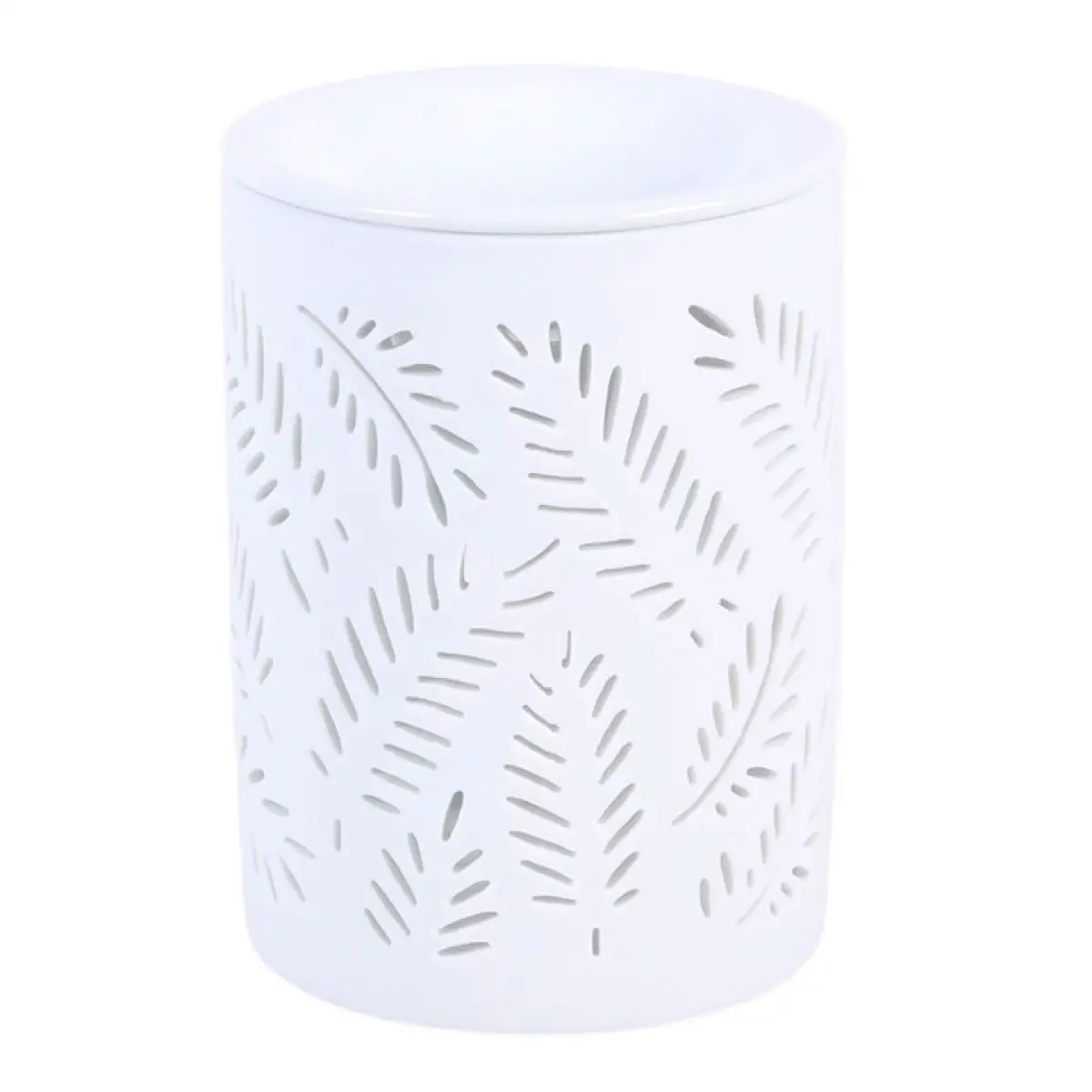 N/A White Leafy Fern Cut Out Oil Burner and Wax Warmer -