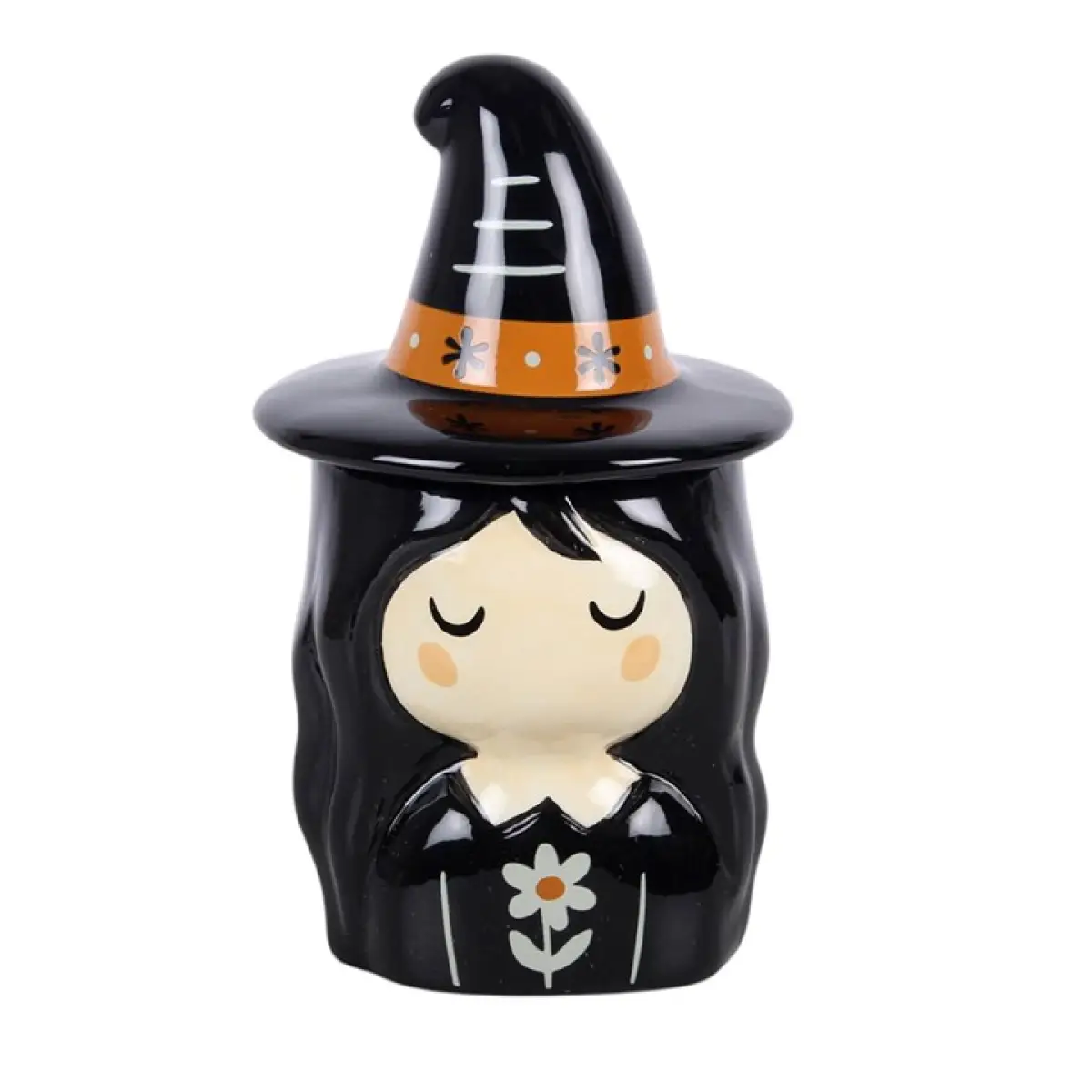 Something Different Frightful Folk Witch Oil Burner - Rustic Seasonal Ceramic Warmer With Charming Witch Hat Design