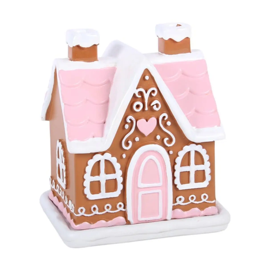 N/A Pink Gingerbread House Incense Cone Burner -