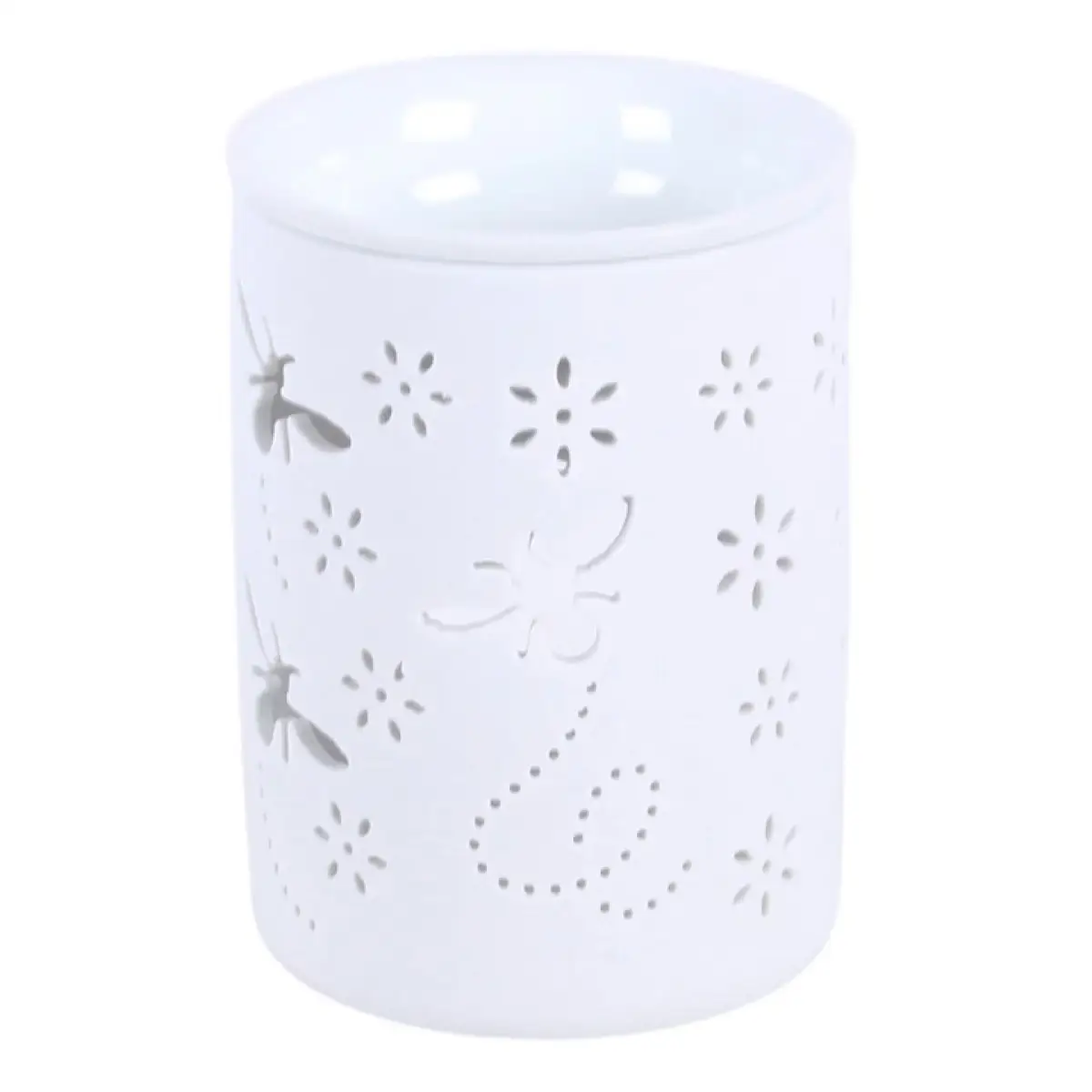 N/A White Bee and Flower Cut Out Oil Burner and Wax Warmer -