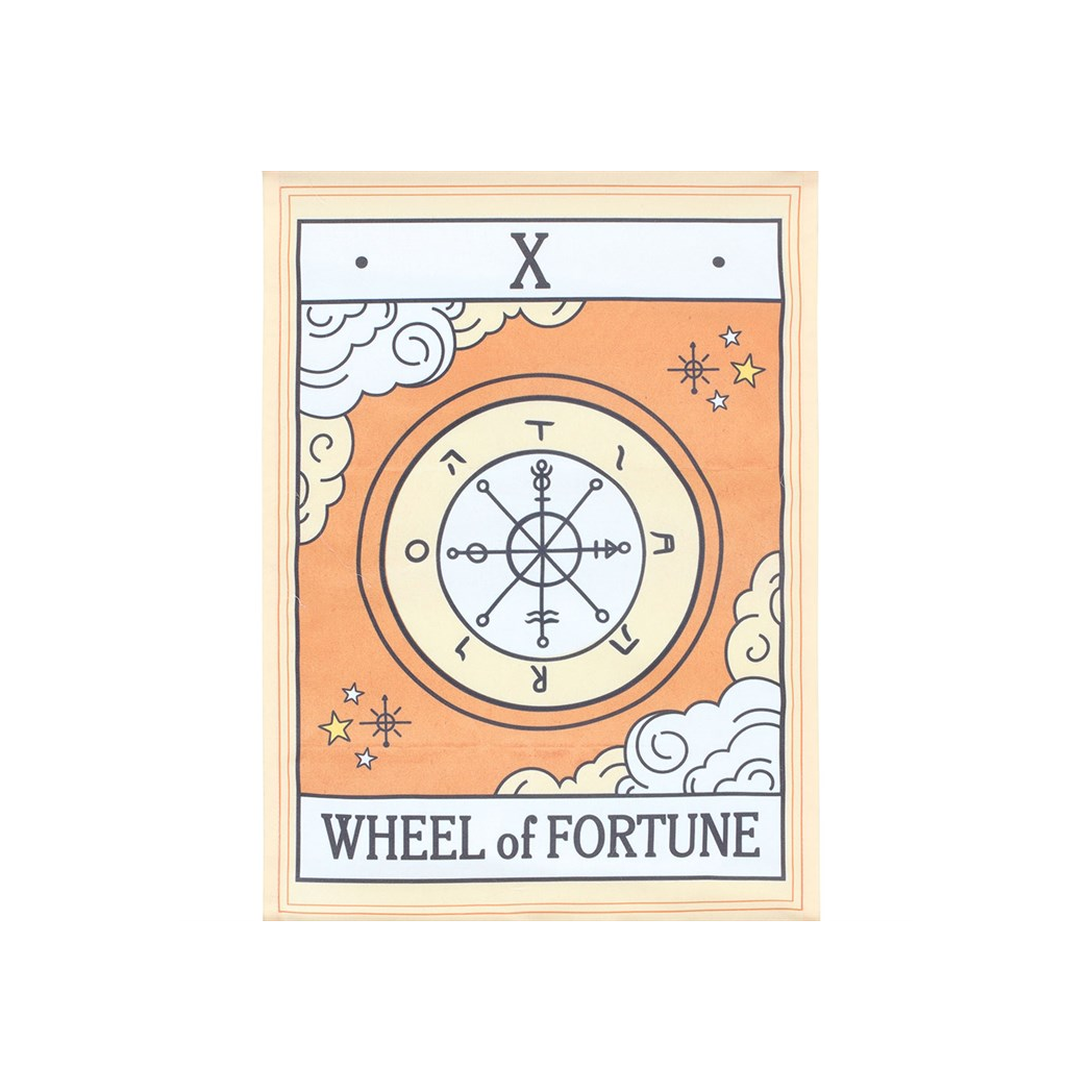 Wheel of Fortune Tarot Wall Hanging – Vintage Celestial Decor