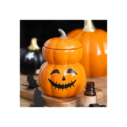 Something Different Stacked Pumpkin Oil Burner And Wax Warmer Halloween Fragrance Decor With Candlelit Glow
