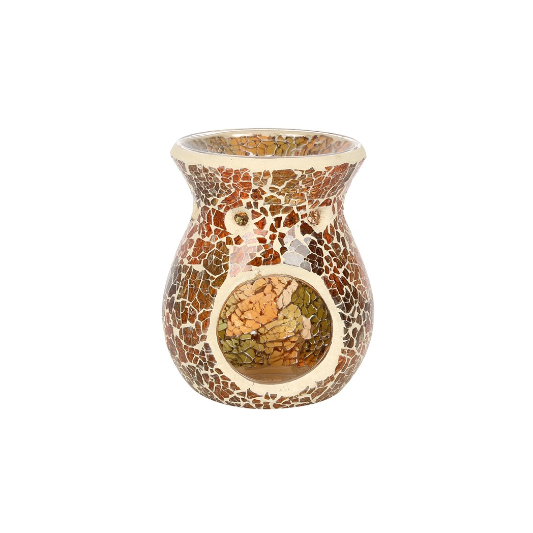 N/A Small Brown Crackle Oil Burner and Wax Warmer -