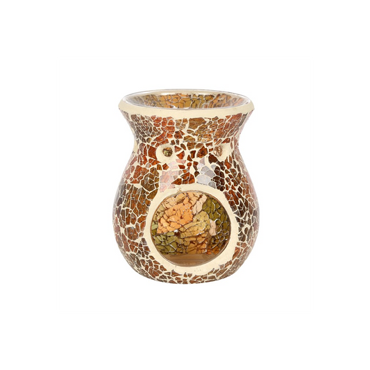 N/A Small Brown Crackle Oil Burner and Wax Warmer -