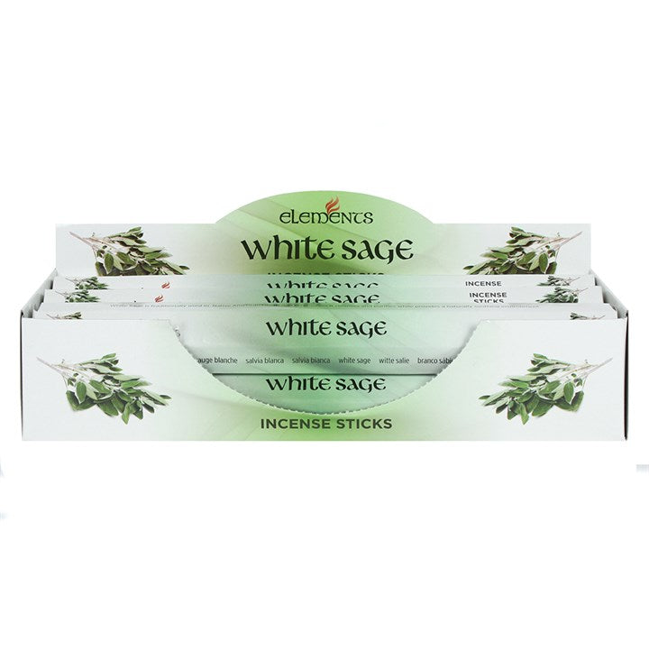 Elements White Sage Incense Sticks – Set of 6 Packs (120 Sticks)