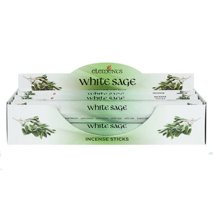 Elements White Sage Incense Sticks – Set of 6 Packs (120 Sticks)