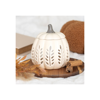 N/A Cream Leaf Cut Out Pumpkin Oil Burner and Wax Warmer -
