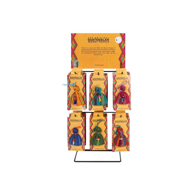 Set of 36 Worry Dolls on Display Stand
