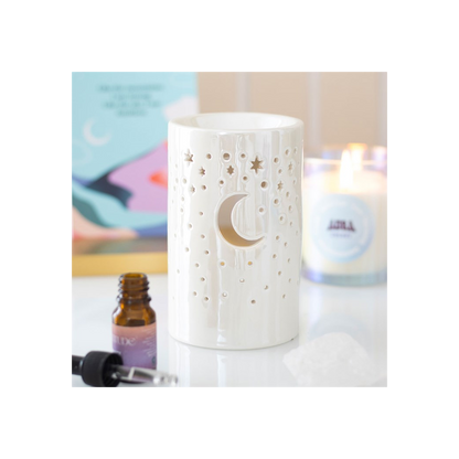 N/A Iridescent White Moon Pillar Oil Burner -