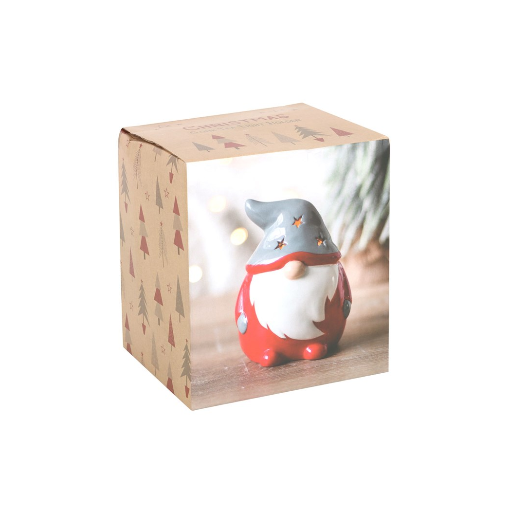 N/A Red and Grey Gonk Tealight Holder -