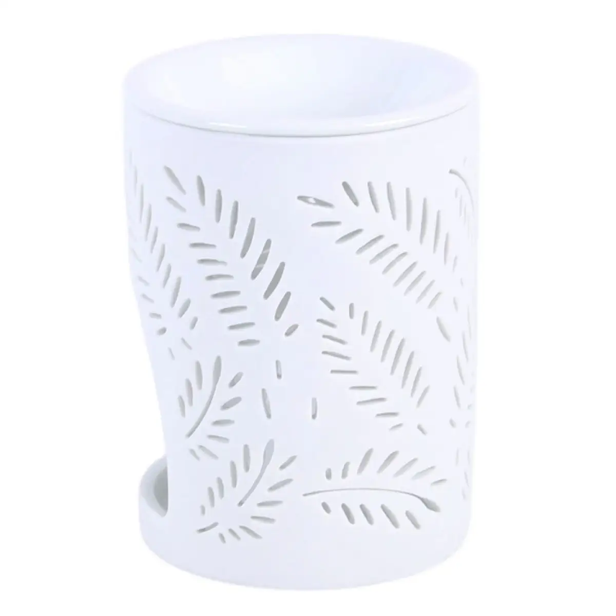 N/A White Leafy Fern Cut Out Oil Burner and Wax Warmer -