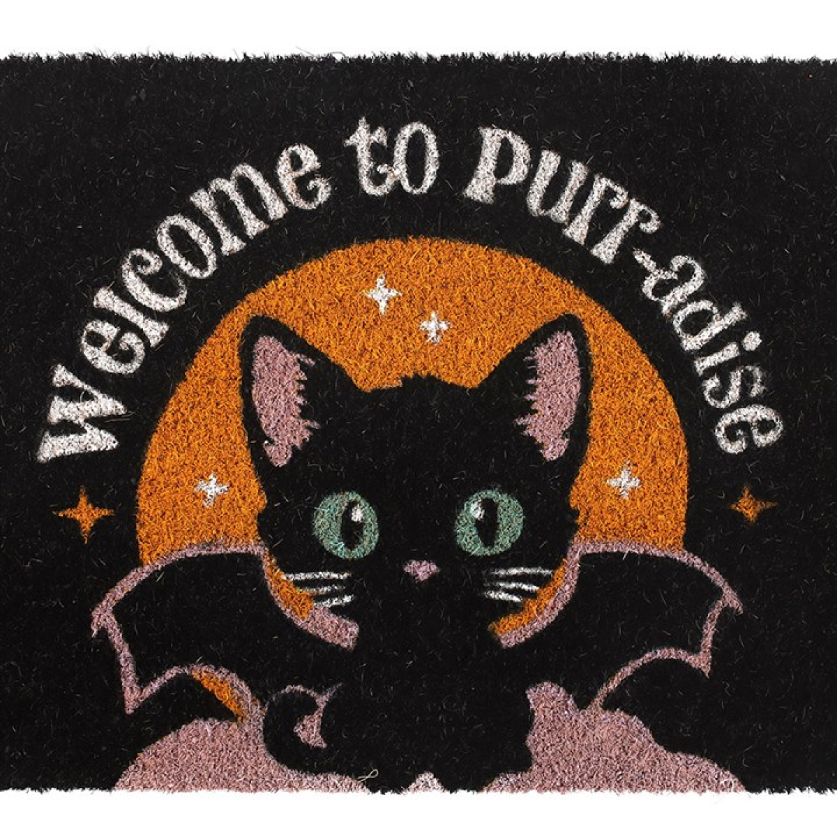 Charming Black Purr-adise Cat Doormat – Perfect for Cat Lovers
