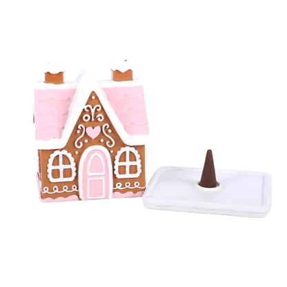 N/A Pink Gingerbread House Incense Cone Burner -