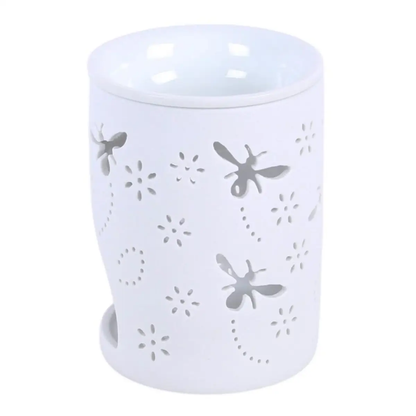 N/A White Bee and Flower Cut Out Oil Burner and Wax Warmer -