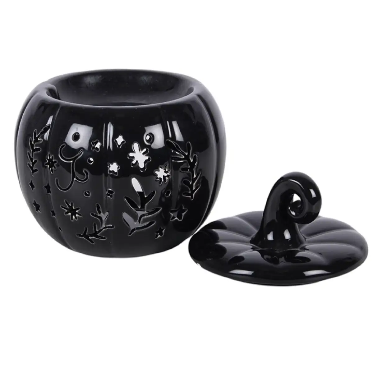 N/A Black Folk Pumpkin Oil Burner and Wax Warmer -