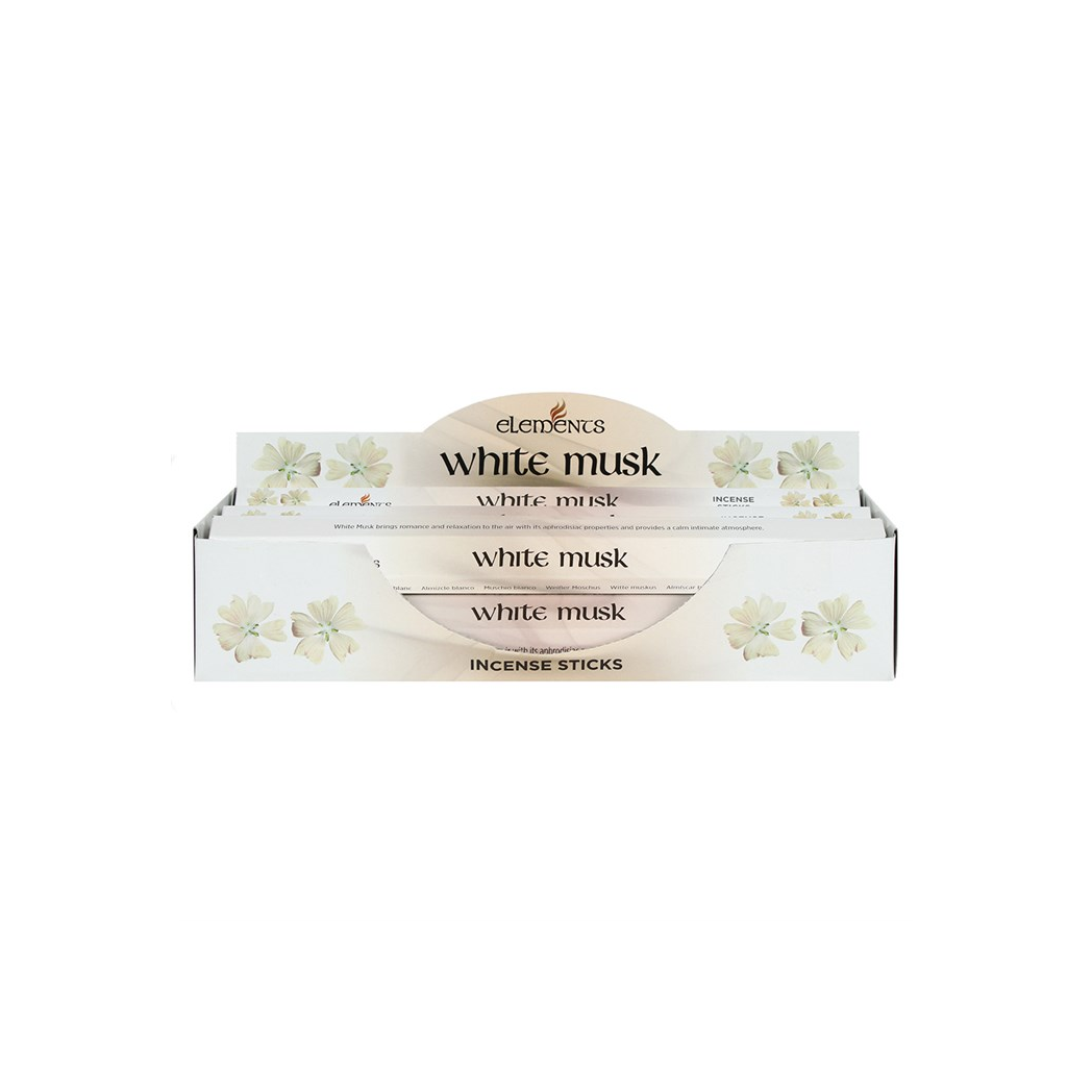 Elements White Musk Incense Sticks – Set of 6 Packs (120 Sticks)