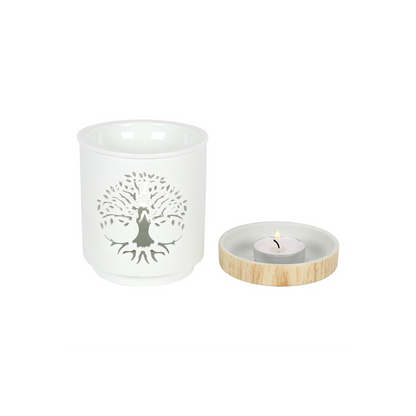 N/A White Tree of Life Cut Out Oil Burner -