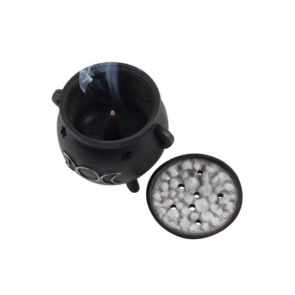 N/A Triple Moon Cauldron Incense Cone Holder -