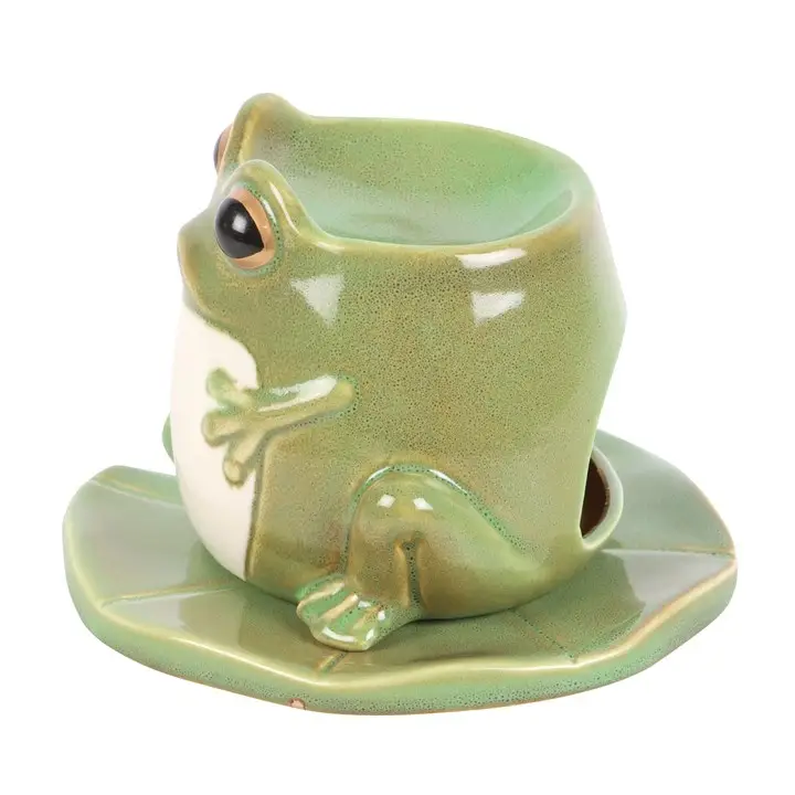 N/A Frog Shaped Oil Burner and Lily Pad Plate -