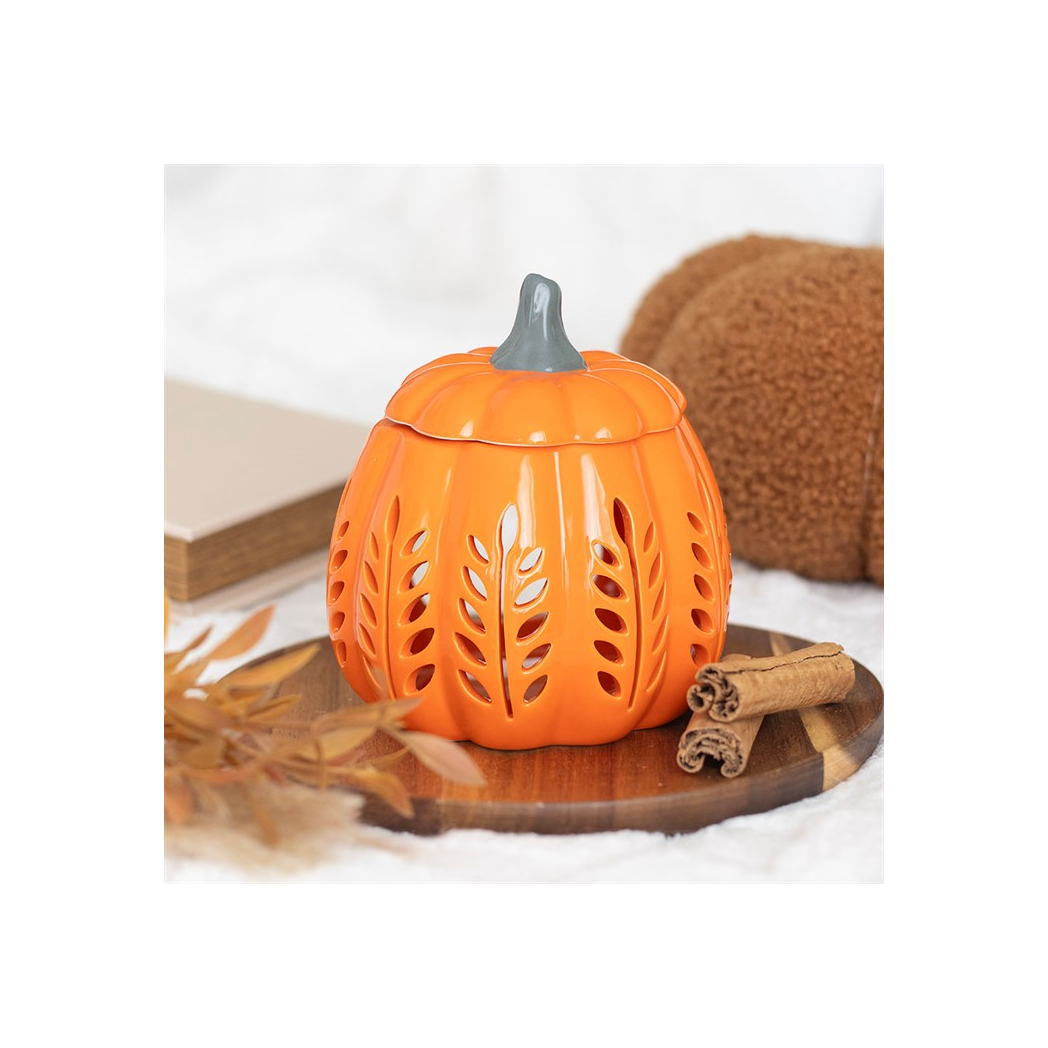 N/A Orange Leaf Cut Out Pumpkin Oil Burner and Wax Warmer -