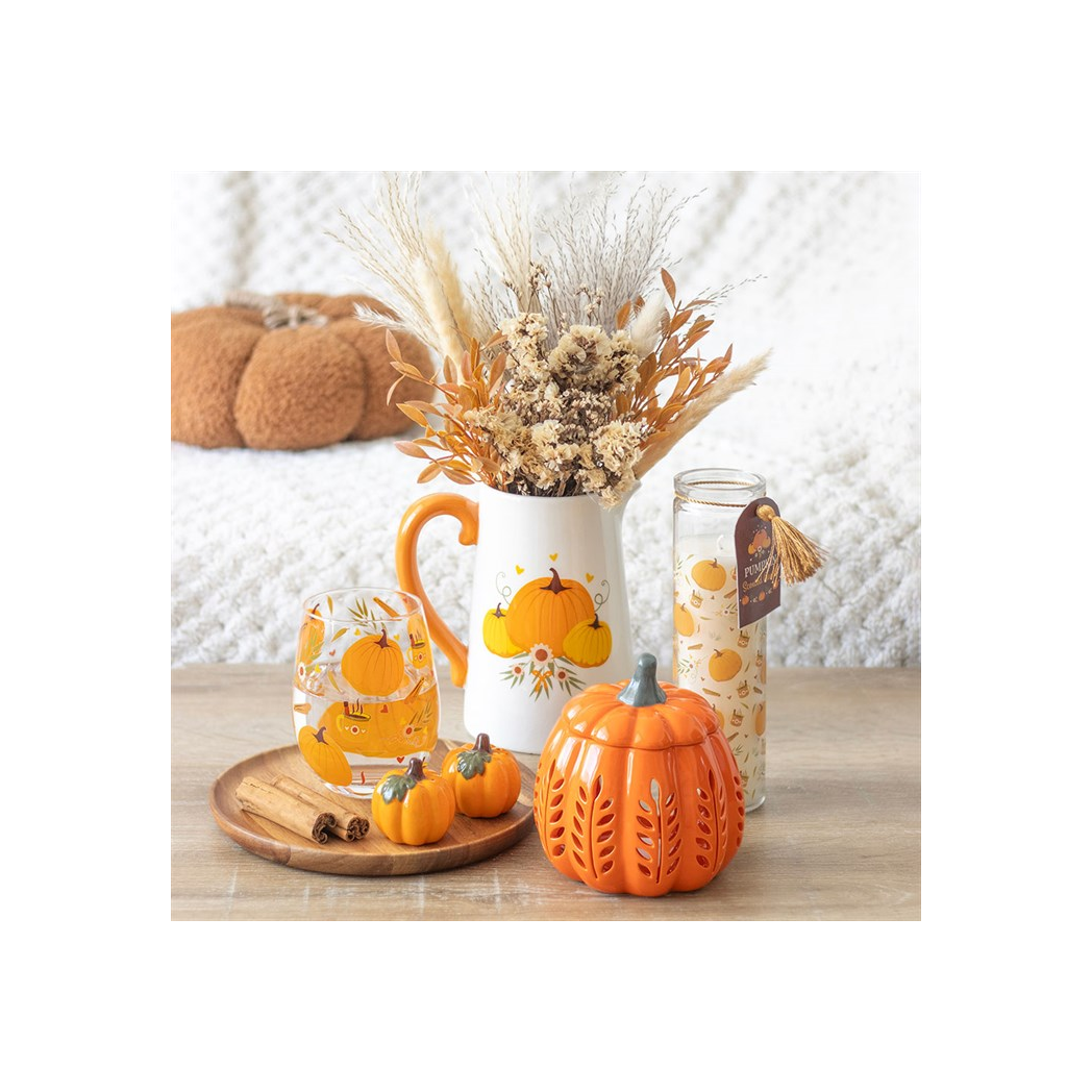 N/A Orange Leaf Cut Out Pumpkin Oil Burner and Wax Warmer -