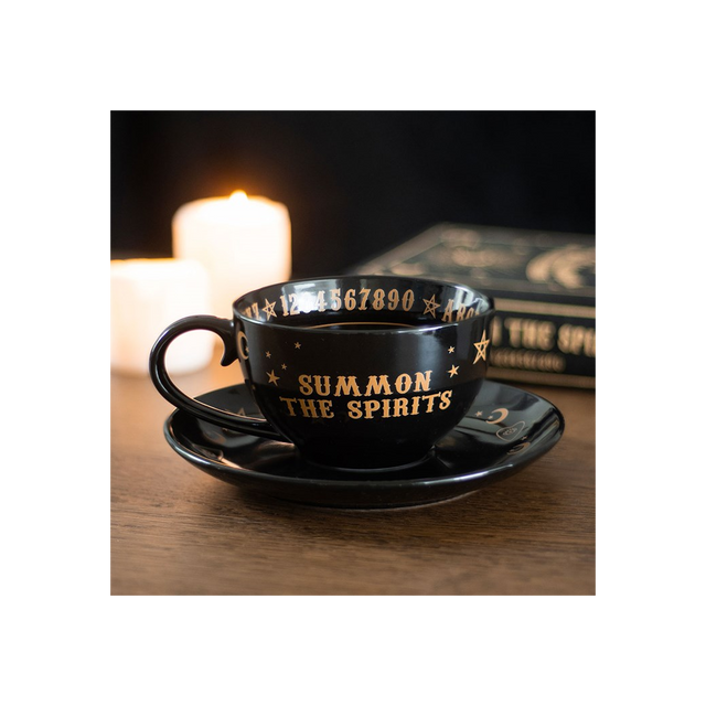 Black Talking Board Teacup and Saucer