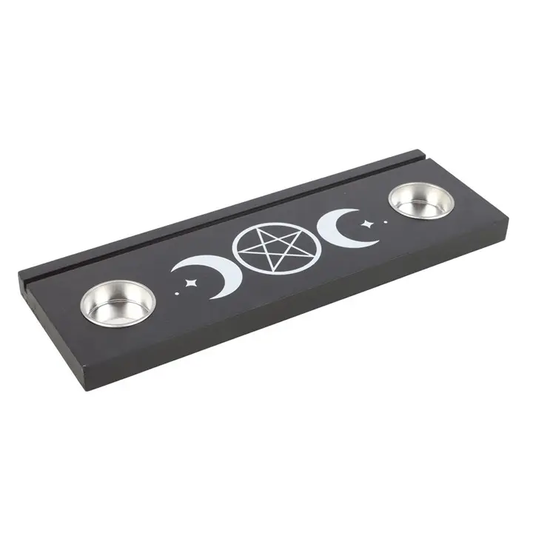 N/A Black Triple Moon Tarot Card Stand Tealight Holder -