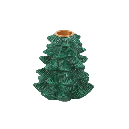 N/A Green Fir Tree Candle Holder with Taper Candle -