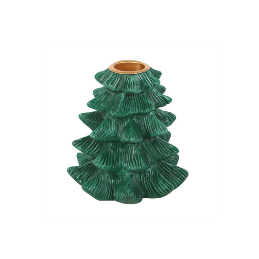 N/A Green Fir Tree Candle Holder with Taper Candle -
