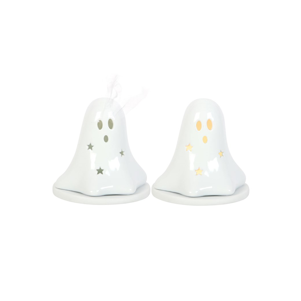 N/A Ceramic Ghost Tealight and Incense Cone Holder -