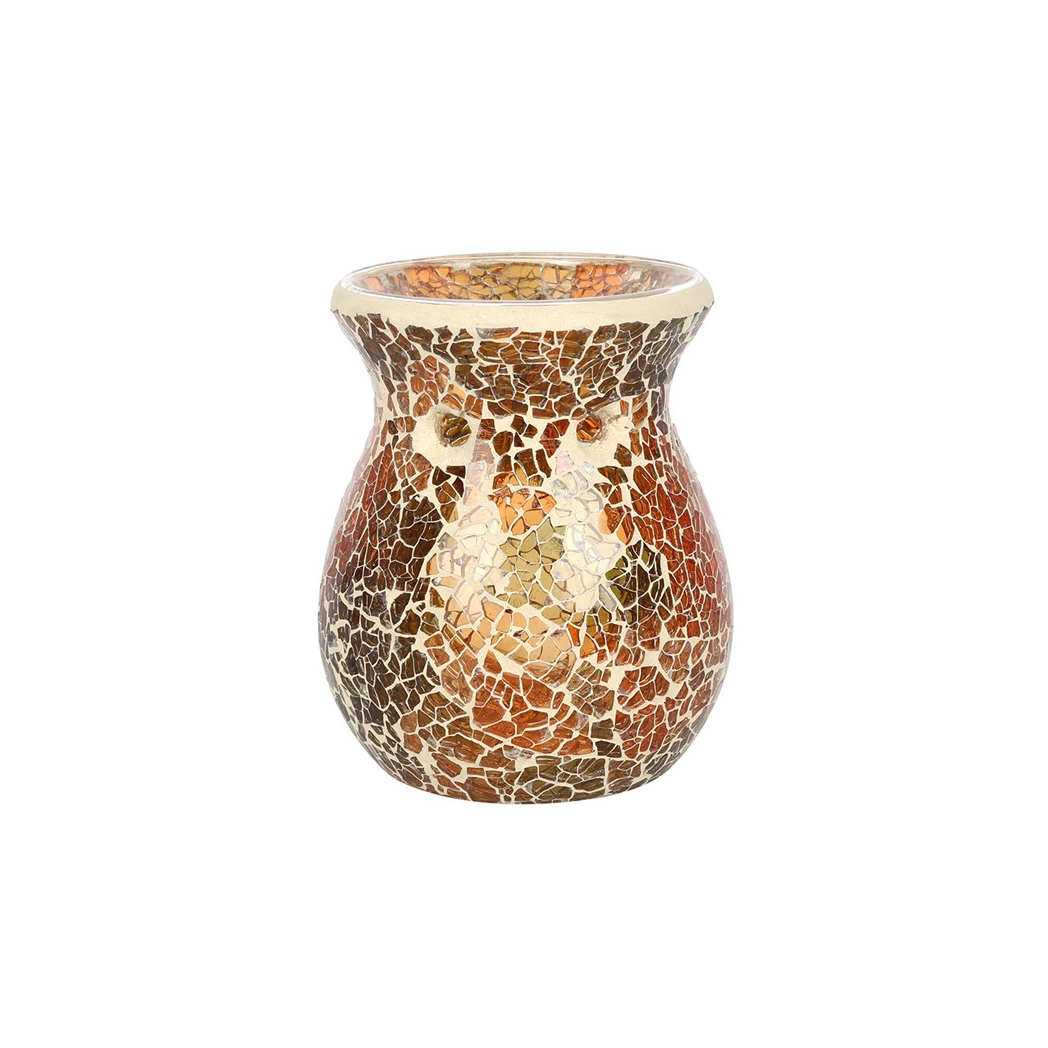 N/A Small Brown Crackle Oil Burner and Wax Warmer -