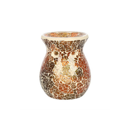 N/A Small Brown Crackle Oil Burner and Wax Warmer -