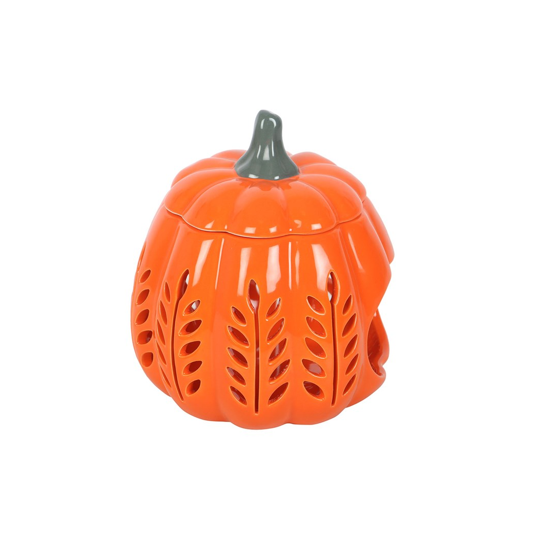 N/A Orange Leaf Cut Out Pumpkin Oil Burner and Wax Warmer -