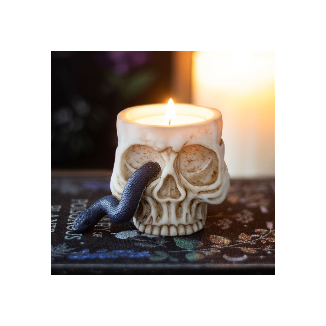 N/A Skull Tealight Holder with Snake -