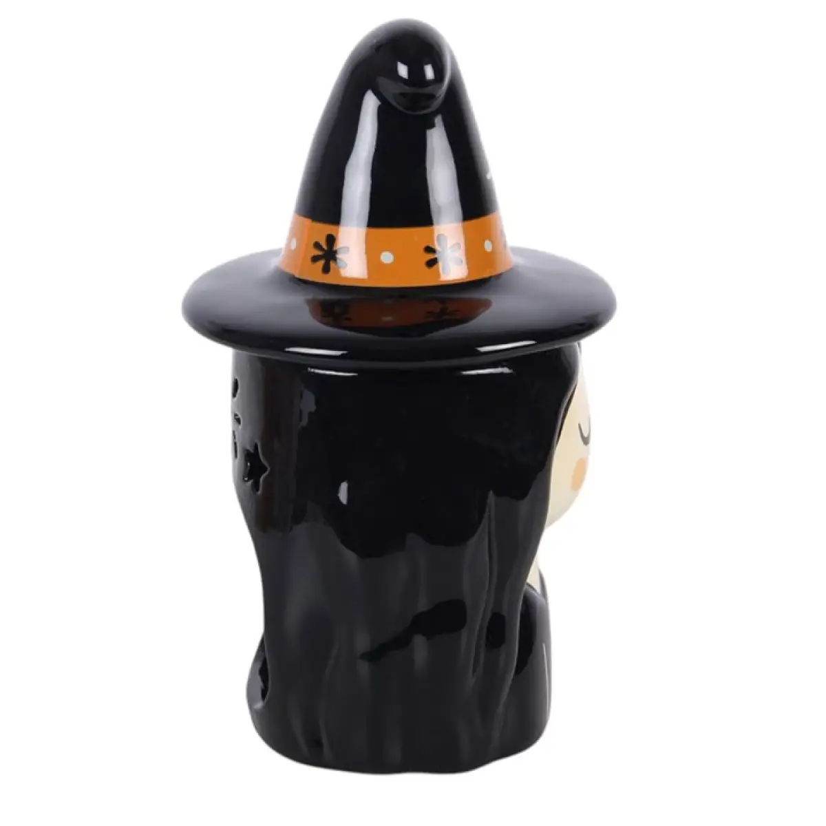 Something Different Frightful Folk Witch Oil Burner - Rustic Seasonal Ceramic Warmer With Charming Witch Hat Design