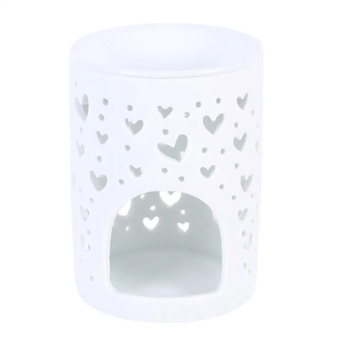 N/A White Heart Cut Out Oil Burner and Wax Warmer -