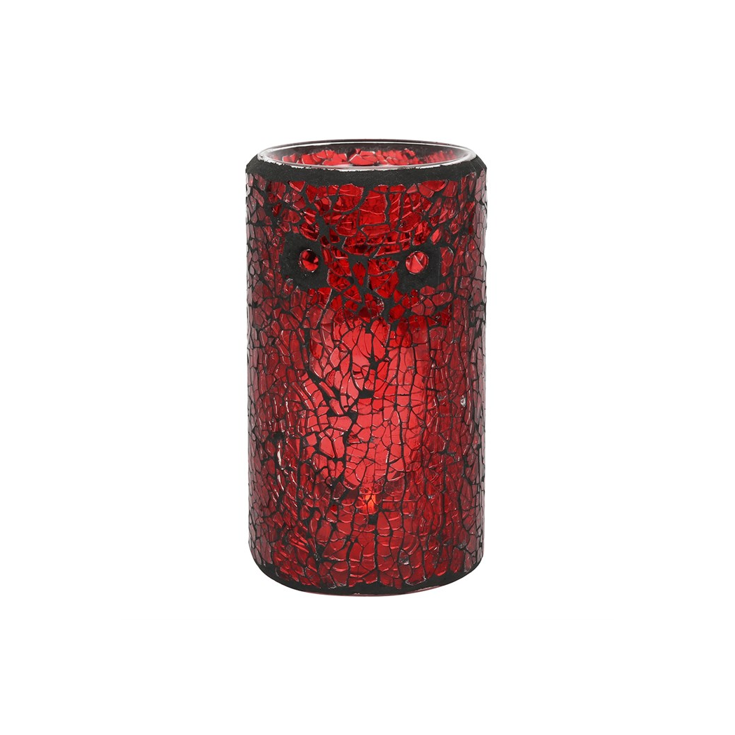 N/A Red Pillar Crackle Glass Oil Burner and Wax Warmer -