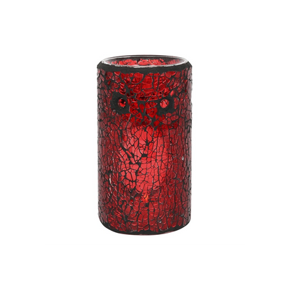 N/A Red Pillar Crackle Glass Oil Burner and Wax Warmer -