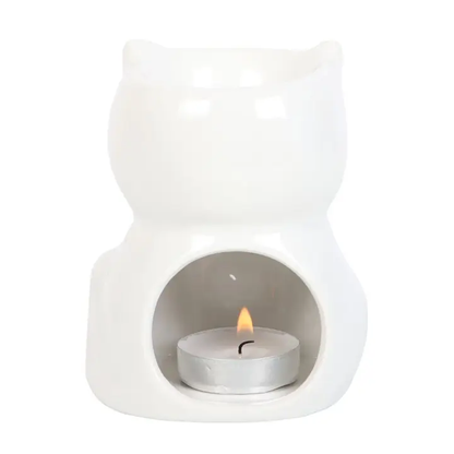 N/A Shiny White Cat Oil Burner -