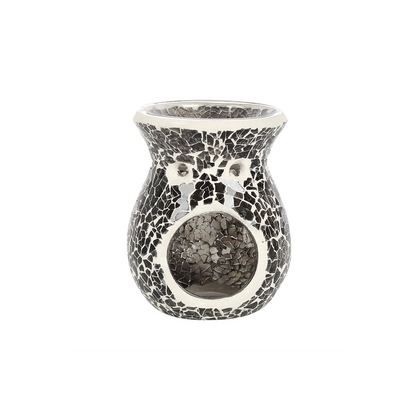 N/A Small Gunmetal Grey Crackle Oil Burner and Wax Warmer -