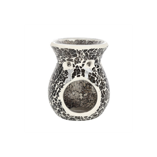 N/A Small Gunmetal Grey Crackle Oil Burner and Wax Warmer -