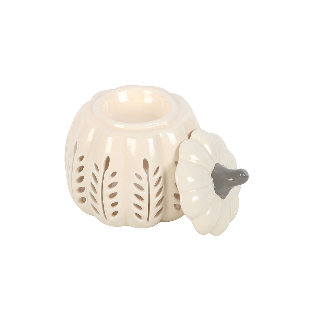 N/A Cream Leaf Cut Out Pumpkin Oil Burner and Wax Warmer -