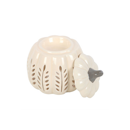 N/A Cream Leaf Cut Out Pumpkin Oil Burner and Wax Warmer -