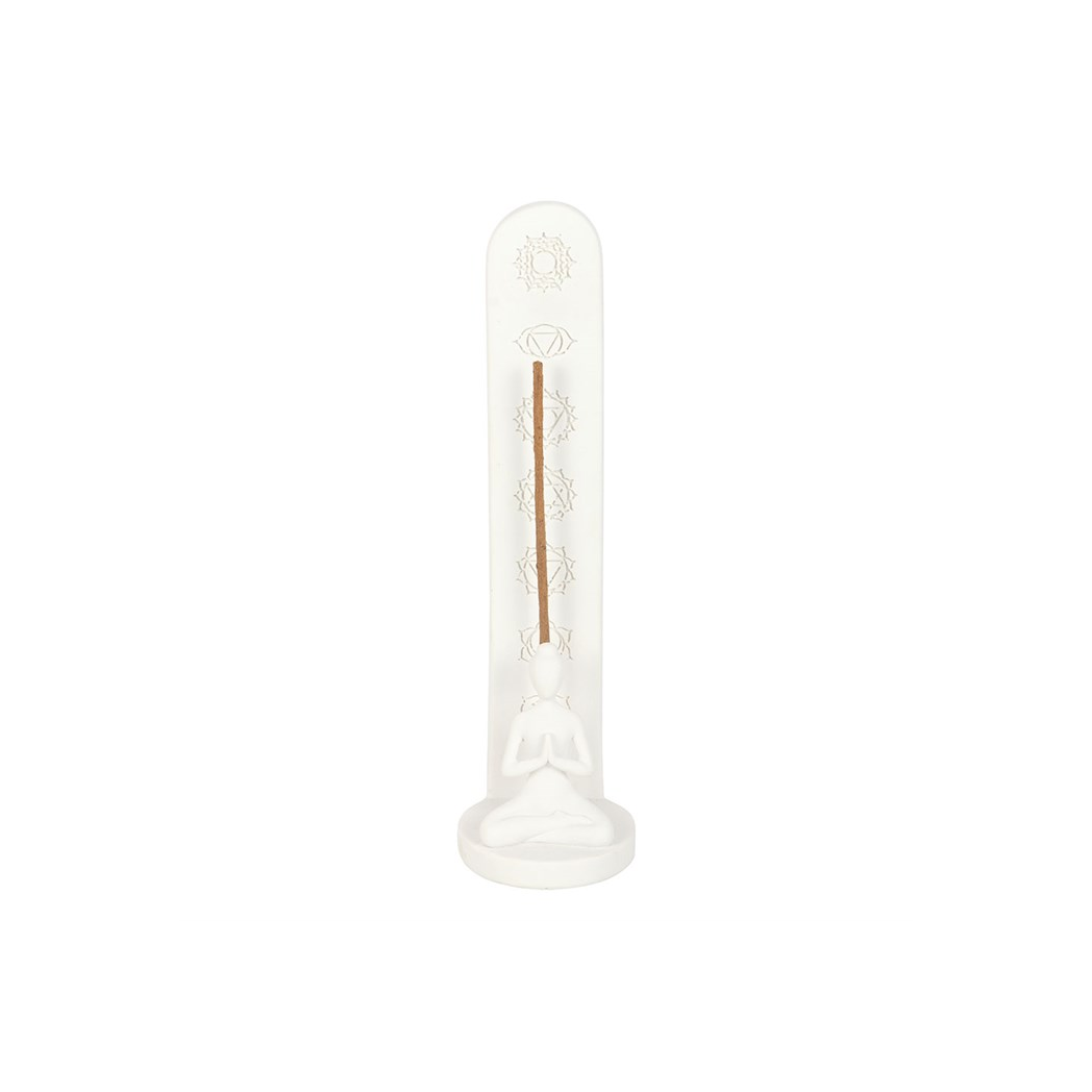 N/A White Chakra and Yoga Pose Incense Stick Holder -